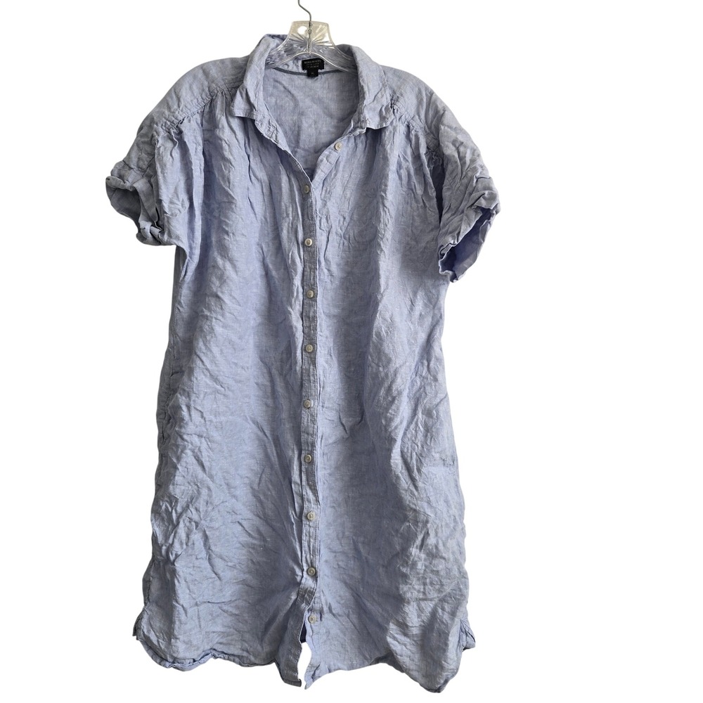 J.Crew XL Shirt Dress Womens Light Blue Excellent Baird McNutt Irish Linen AY623